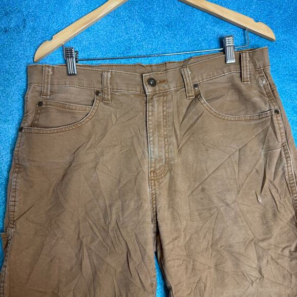 Vintage Dickies Carpenter Jorts Mens 34 Tan Y2K Utility Work Shorts 34x10 - Picture 3 of 16